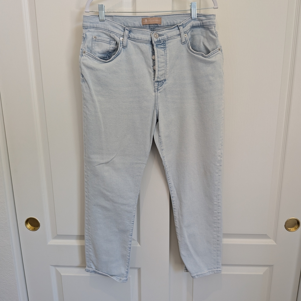 7 For All Mankind Light Blue Cropped Jeans
